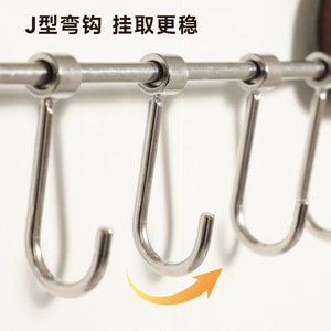 Solid Wood Suction Cup <b>Hooks</b> Stainless Steel Rack Wall Mounted Punch Free <b>Kitchen</b> Storage - Product Image 4