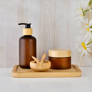Barattolo per Crema Cosmetica in <span class=keywords><strong>Plastica</strong></span> Ambrata Opaca <span class=keywords><strong>con</strong></span> Coperchio in Bambù, Personalizzabile <span class=keywords><strong>con</strong></span> Logo, 50g 150g 200g 250g 500g 600g, per Scrub Corpo e Burro Corpo - Product Image 6