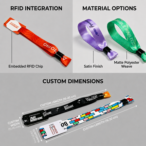 Braccialetti in Tessuto Personalizzati con Logo Stampato in Sublimazione per Eventi e Biglietti d'<span class=keywords><strong>Ingresso</strong></span> - Product Image 2