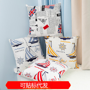 Marine Style <b>Throw</b> <b>Pillows</b> Cotton Linen Square Removable Cushions For Sofa Home Decor - Product Image 5