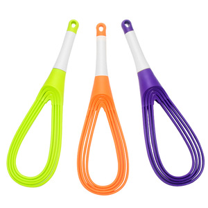 Ustensiles de <span class=keywords><strong>cuisine</strong></span>, <span class=keywords><strong>fouet</strong></span> à œufs en plastique, <span class=keywords><strong>fouet</strong></span> rotatif 2 en 1, ballon et <span class=keywords><strong>fouet</strong></span> plat recouvert de <span class=keywords><strong>silicone</strong></span> pour mélanger - Product Image 1