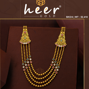Collar de diseñador con capas de oro para mujer, joyería nupcial india tradicional, collar de múltiples cadenas - Product Image 2