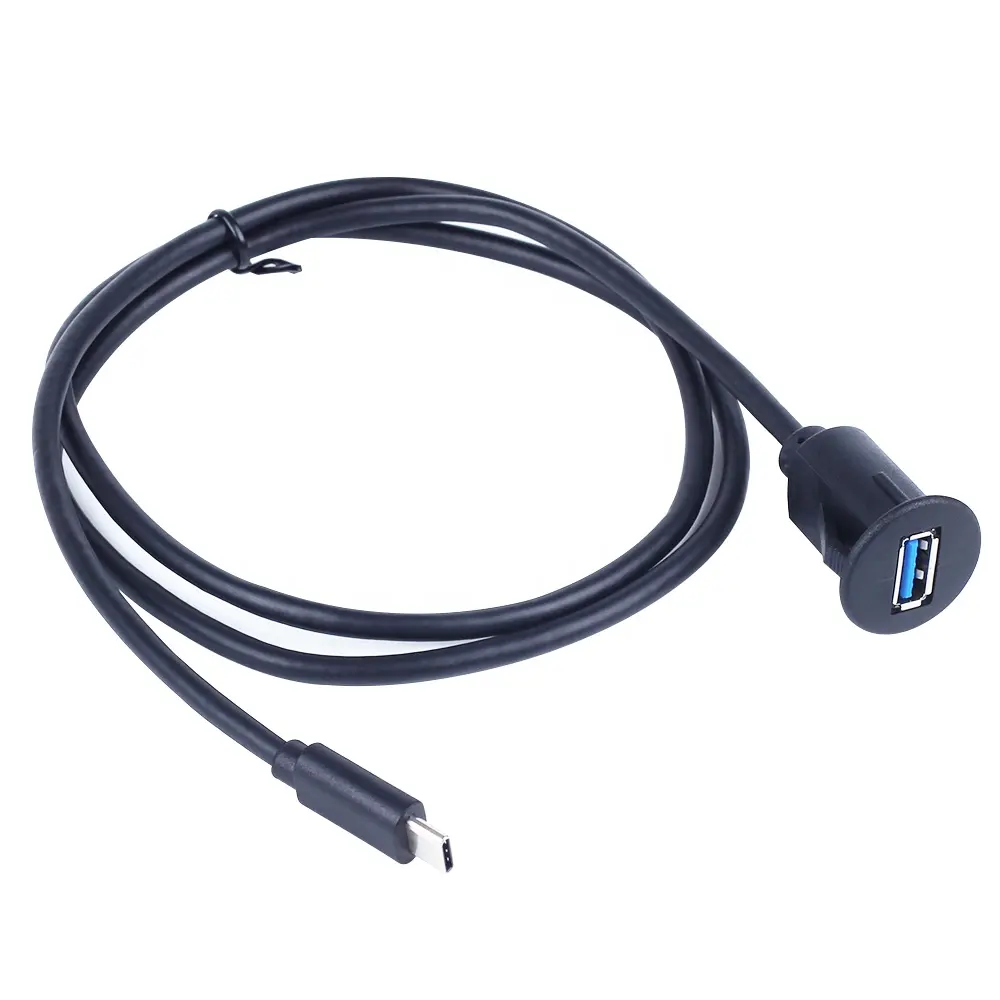 Consola de coche Snap en montaje empotrado USB C macho a USB 3,0 Cable hembra coche camión muebles marinos montaje en panel toma USB