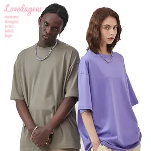 Unisex Crew Neck Plain Color 100% Cotton 220g 280g 300g Oversized Drop Shoulder Vintage DTG Printing T Shirts For Men and Woman