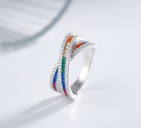 Bague en argent sterling 925 personnalisée, design croisé, double couche de zircon, bijoux fins de haute qualité pour femmes