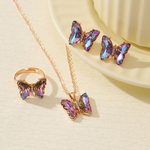 Collar con Colgante de Mariposa de Cristal <span class=keywords><strong>Aurora</strong></span> Boreal, Colgante de Cristal Iridiscente con Degradado, Joyería de Acero Inoxidable con Oro de 18k para Mujer - Product Image 2