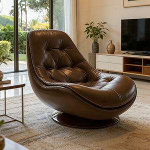 Sillón Reclinable Ergonómico Giratorio de Cuero, Cómodo y Acolchado, Tipo <span class=keywords><strong>Caracol</strong></span>, Respaldo Alto, Sillón para Descansar, Muebles para Lectura <span class=keywords><strong>en</strong></span> Casa u Oficina - Product Image 4