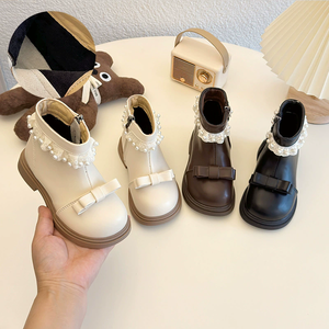 Botas Cortas de Invierno para Niñas, Estilo Británico, Botas Martin con Cordones de Perlas, Estilo Lolita, Forradas de Piel - Product Image 2