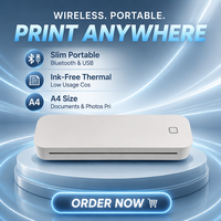 Impresora Portátil BT de 8 Pulgadas, Mini Impresora Térmica Inalámbrica Portátil de Tamaño A4 con Impresoras Térmicas Mini BT