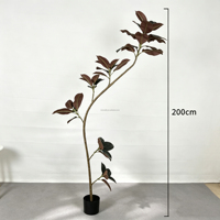 Bonsaï artificiel en caoutchouc noir, fait main, vert, pour intérieur/extérieur, salon, bureau, décoration de sol, plante en pot
