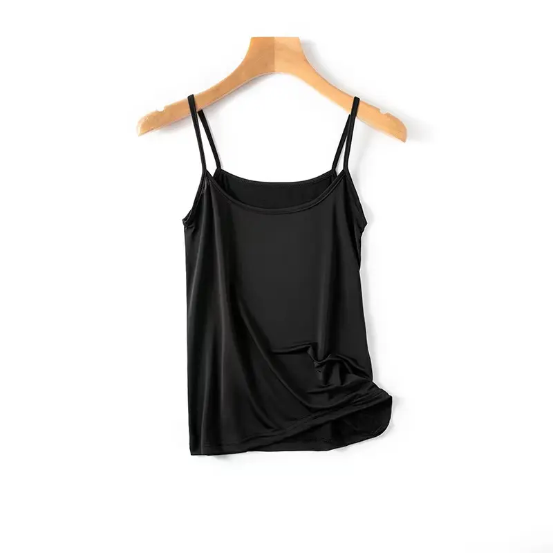 Black knitted polyester sexy girl camisole vest ladies plain camisole top