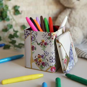 Recyclable 1.8L Slip Lid Kintsugi Gold Vein Flower Tin <b>Box</b> 120x120x137mm Square Embossed Food Candy Cake <b>Packing</b> Plastic Paper - Product Image 3
