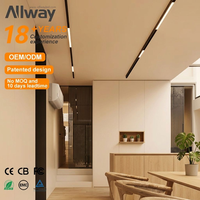 Système d'éclairage sur rail magnétique en aluminium Allway, style simple ultra-fin, CCT réglable 2700-6500K, pour hôtels et bars, avec garantie de 3 ans