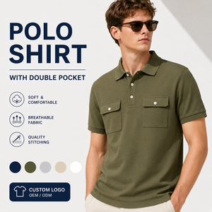 Camiseta Polo Personalizada con Doble Bolsillo para Hombre, Absorbente de Humedad, Transpirable, Uniforme de Trabajo, OEM ODM - Product Image 1