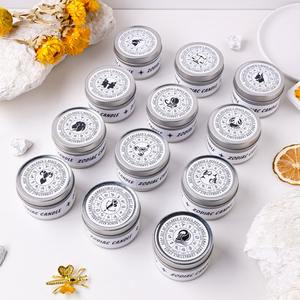 Pietra grezza naturale fiore essiccato dodici segni zodiacali latta candela positiva gemma energia di cristallo curativo candela profumata - Product Image 6