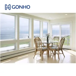GONHO High Quality Commercial Security Customized Size 36X24 Double Glass Window Cyclone Fixed Awning Windows