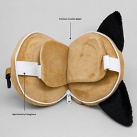 Masque pour les yeux en peluche de dessin animé et oreiller de voyage 2-en-1, rembourrage en coton PP, oreiller portable pour le bureau/les voyages, pour dormir en avion