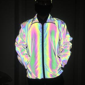 Chaquetas reflectantes de Color neón <span class=keywords><strong>para</strong></span> hombre, abrigo cortavientos con capucha y cremallera, <span class=keywords><strong>ropa</strong></span> de baile, <span class=keywords><strong>para</strong></span> correr, motociclista - Product Image 3