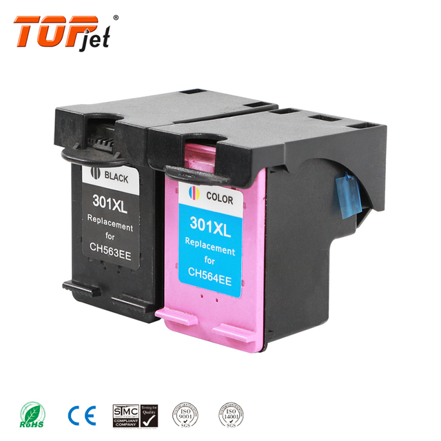 Topjet 301 XL 301XL Compatible Remanufactured Color Black Inkjet Ink Cartridge for HP HP301 HP301XL Deskjet 2050 1050 Printer