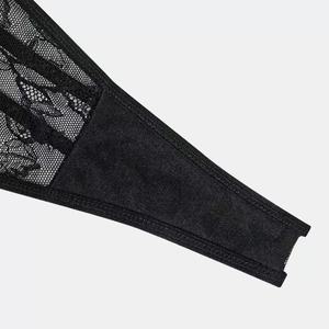 Culottes hipster pour femmes, en dentelle unie, coupe T-back, respirantes, taille basse, avec nœud transparent ajouré, sexy - Product Image 6