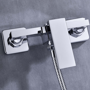 Design semplice doppio foro singolo manico bagno <span class=keywords><strong>vasca</strong></span> da bagno a vista rubinetto doccia Mixer <span class=keywords><strong>con</strong></span> soffione palmare - Product Image 4