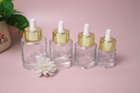 Flacon compte-gouttes rond transparent de 15 ml en verre à épaule plate pour sous-conditionnement de crème visage et diffuseur de parfum, disponible en tailles 30 ml, 40 ml, 50 ml