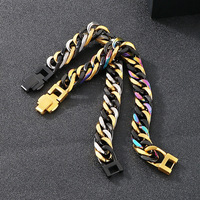Bracelet tendance pour couple en acier inoxydable, chaîne NK, couleurs mélangées, double tressage, design poli sur quatre côtés, mode masculine