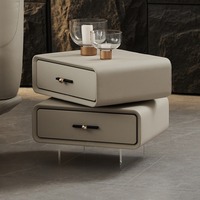 Table de chevet moderne italienne en bois, luxe léger, haut de gamme, rotative, avec 2 tiroirs, pour chambre d'appartement