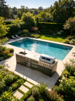 Conjunto de Cocina de Gas para Exteriores Moderno para Patio Trasero - Muebles de Acero Inoxidable Resistentes a las Huellas Dactilares, Parrilla, Fregadero, Área de Bar, Encendido Electrónico