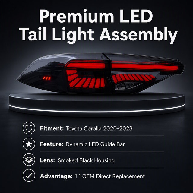 Nafu Auto Smoke Black LED Tail Light Assembly Sequential Turn Signal Modified Rear Tail Lamp for Toyota Corolla 2020-2023