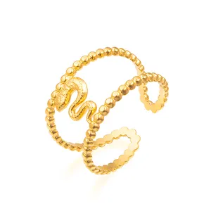 Promo anel feminino de aço inoxidável, anel 18k banhado a ouro jóias acessórios para mulheres anel de dedo cobra