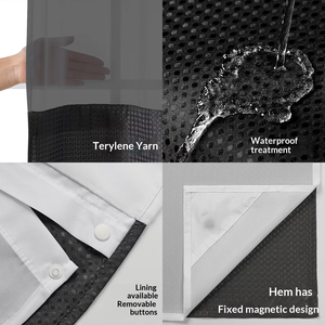 Ensemble de rideaux de douche <span class=keywords><strong>sans</strong></span> crochets DaiRui en tissu gaufré avec doublure en tissu à clipser, qualité hôtelière, imperméable, lavable, vert - Product Image 4