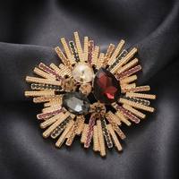 Broche vintage en strass, motif soleil, dorée, en alliage de cristal, de luxe, pour femme, vente en gros