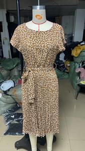 Stile dolce stampa floreale grande orlo plissettato abiti da donna eleganti Casual a vita alta elegante abito estivo a manica corta da donna - Product Image 5