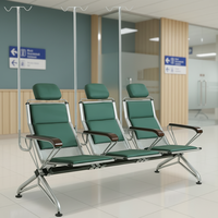 Chaises modernes et durables à 3 places en acier pour système de perfusion IV en milieu hospitalier, grande capacité, avec rails de rangement, pour usage scolaire, écologiques