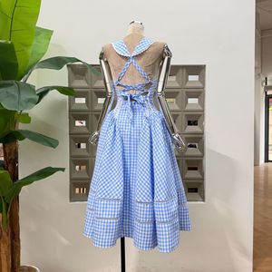 Vente en gros de vêtements de boutique, robe <span class=keywords><strong>rétro</strong></span> à carreaux sans manches, dos nu, taille haute - Product Image 6