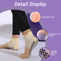 Chaussettes de yoga pour femmes et jeunes filles de haute qualité, à rayures larges, en spandex, antidérapantes, hauteur cheville, écologiques, personnalisables, pour le sport et la course quotidienne