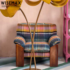 WISEMAX FURNITURE chaise d'accent en bois massif design italien boucle tissu meubles de salon canapés loisirs simples <span class=keywords><strong>fauteuil</strong></span> bas - Product Image 5