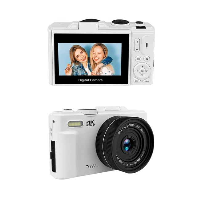 4K Vintage Digital Camera with 3.0 Screen 16X Zoom 64MP Autofocus Small and Compact Camcorder for Video & Photography