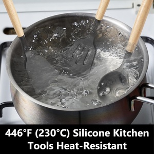 Kitchen Cooking <strong>Tool</strong> Wood Handle Utensils 12pcs Kitchen Utensils Set Food Grade <strong>Silicone</strong> Kitchen Utensils Set Home Cooking <strong>Tools</strong> - Product Image 3
