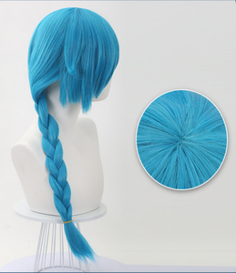 Perruque synthétique résistante à la chaleur pour cosplay de <span class=keywords><strong>League</strong></span> <span class=keywords><strong>of</strong></span> Legends LOL Arcane, <span class=keywords><strong>Jinx</strong></span> jeune, bleue, 55 cm de long, pour fête - Product Image 5
