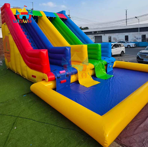 Toboggan aquatique gonflable à quatre voies arc-en-ciel - Toboggan aquatique d'été pour enfants avec piscine pour fête et jardin - Product Image 5