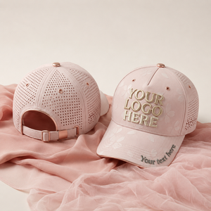 Casquette Snapback 5 Panneaux en Maille Rose Sakura avec Logo Brodé Personnalisable sur le Panneau Avant, Ajustement Réglable, Unisexe, pour Activités Extérieures et Fêtes - Product Image 1
