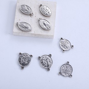 3 Hole Catholic Religious Pendants | Virgin Mary St. Benedict Medal Charms for DIY <b>Rosary</b> Making & Bead Connecting - Product Image 2