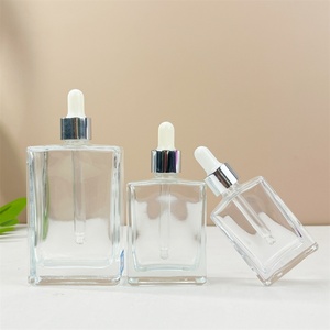 Stock clear 15ml 30ml 50ml 100ml Transparent Flat Shoulder Cylinder Square Glass <b>Dropper</b> <b>Bottle</b> With Silver <b>Dropper</b> Cap - Product Image 6