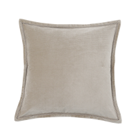 Coussin décoratif Charlotte en velours polyester beige gris, silhouette raffinée, pour salon, chambre et coin détente
