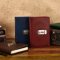 Carnet A5 Vintage Cuir PU avec Cadenas a Combinaison Journal Gaufre Cahier Ecriture Bloc Notes Coffret Cadeau Bureau Ecole