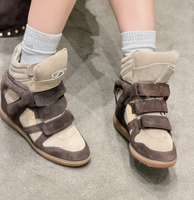 Bottes courtes plates à talon compensé en daim de veau de luxe de haute qualité pour femmes, style créateur, rehaussant la silhouette
