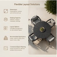 Ensemble de salle à manger extérieur moderne pour hôtel, table et chaises de jardin, mobilier de jardin extérieur pour villa, ensemble de salle à manger de patio en aluminium pour complexe hôtelier