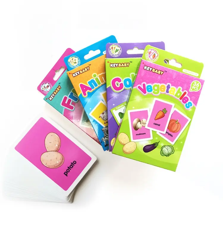 Custom flash cards for kids educational learning fruits vegetables animal color paper flash memory Card printing services